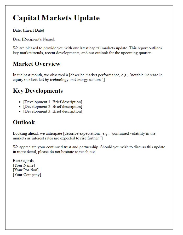 Letter template of capital markets update