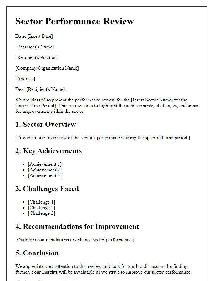 Letter template of sector performance review