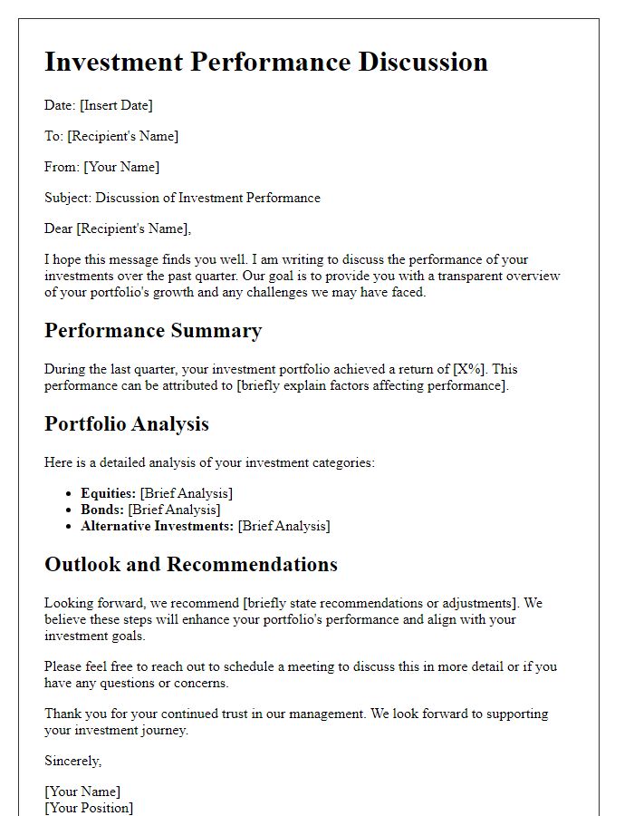 Letter template of investment performance discussion