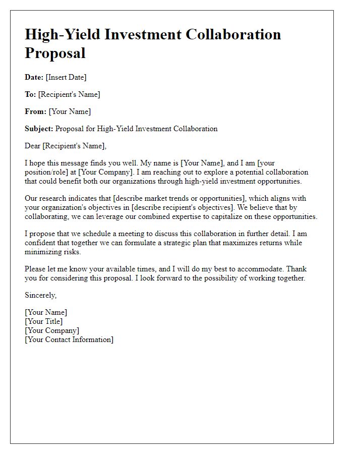 Letter template of high-yield investment collaboration proposal