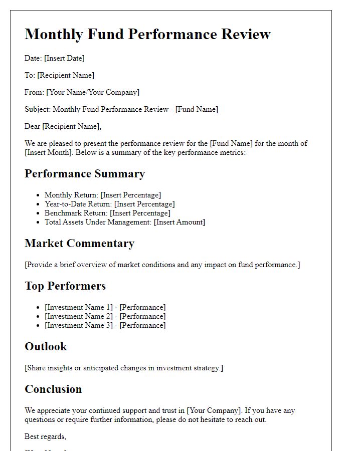 Letter template of monthly fund performance review