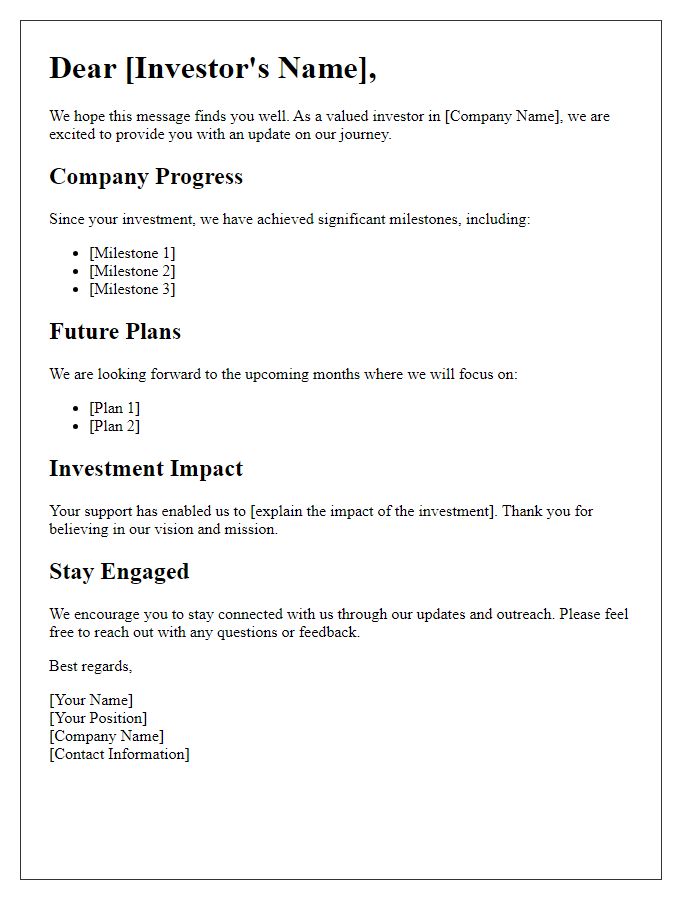 Letter template of equity crowdfunding investor communication