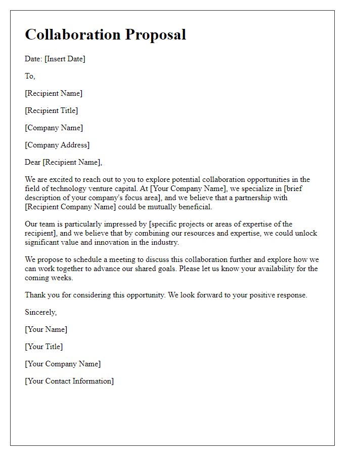 Letter template of collaboration for technology venture capital