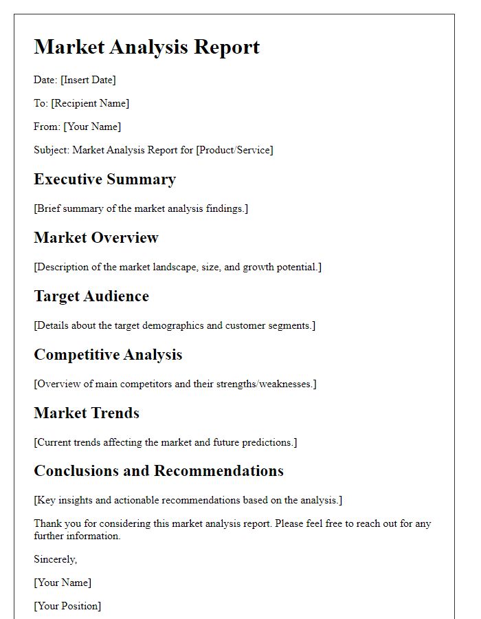 Letter template of market analysis report