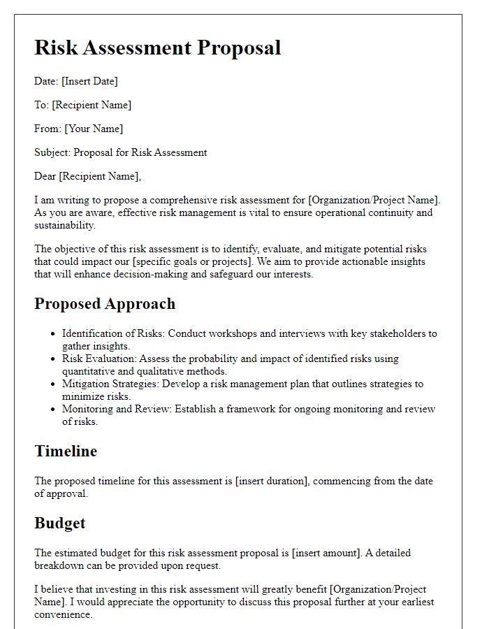 Letter template of risk assessment proposal