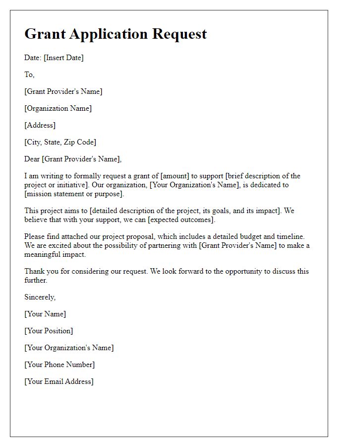 Letter template of grant application request
