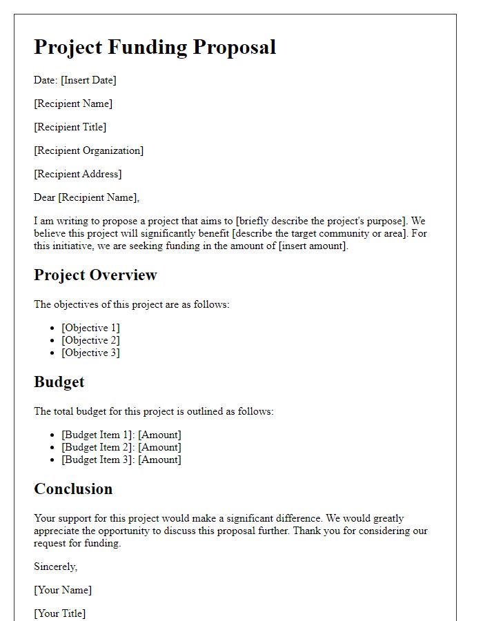 Letter template of proposal for project funding