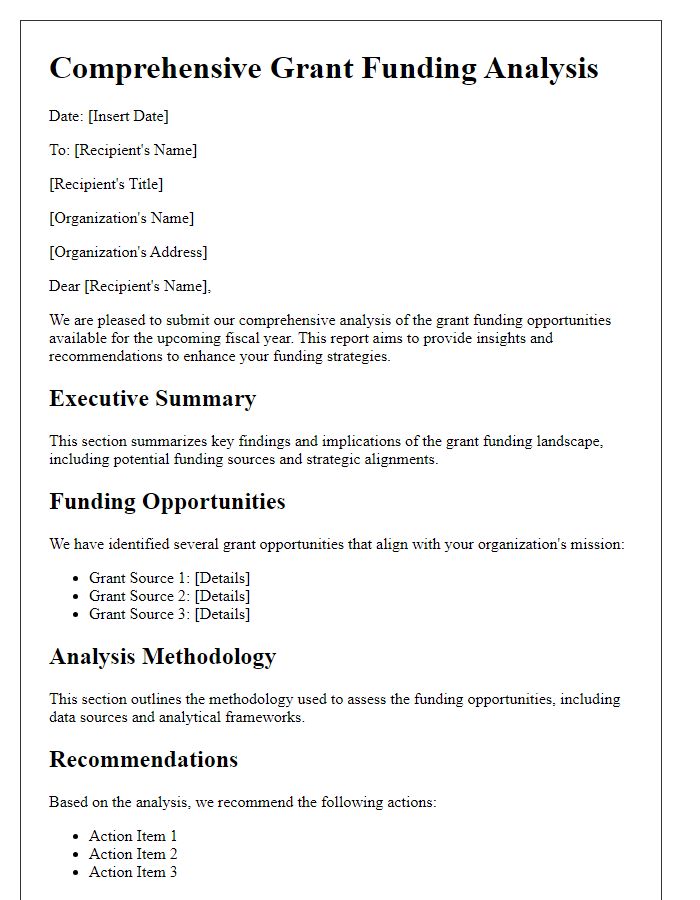 Letter template of comprehensive grant funding analysis