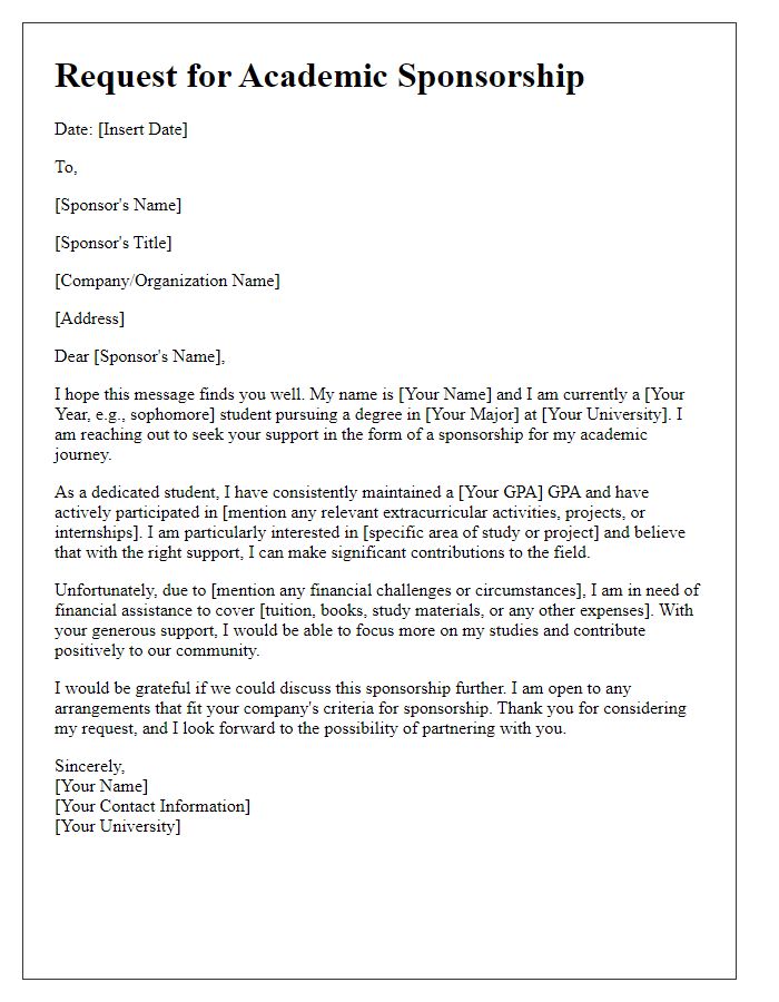 Letter template of academic sponsorship request