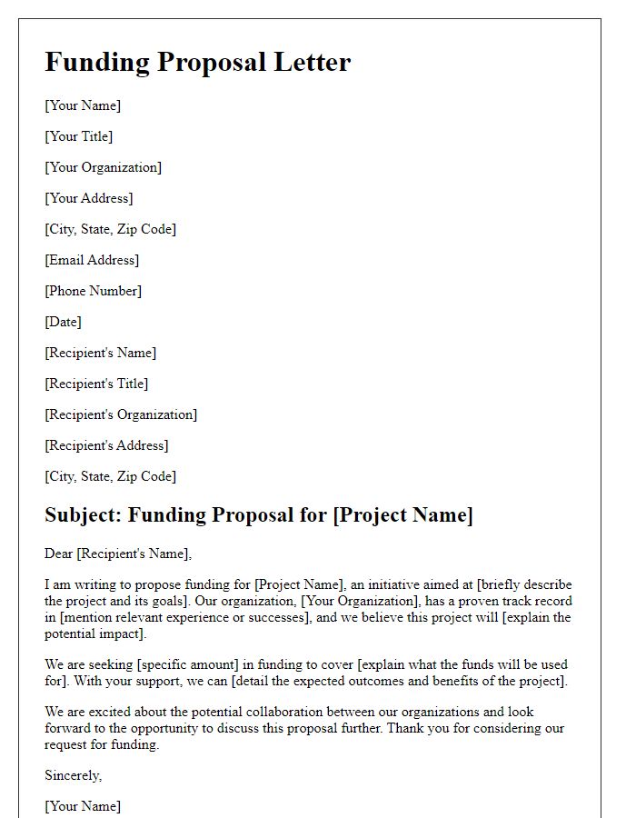 Letter template of initiative funding proposal