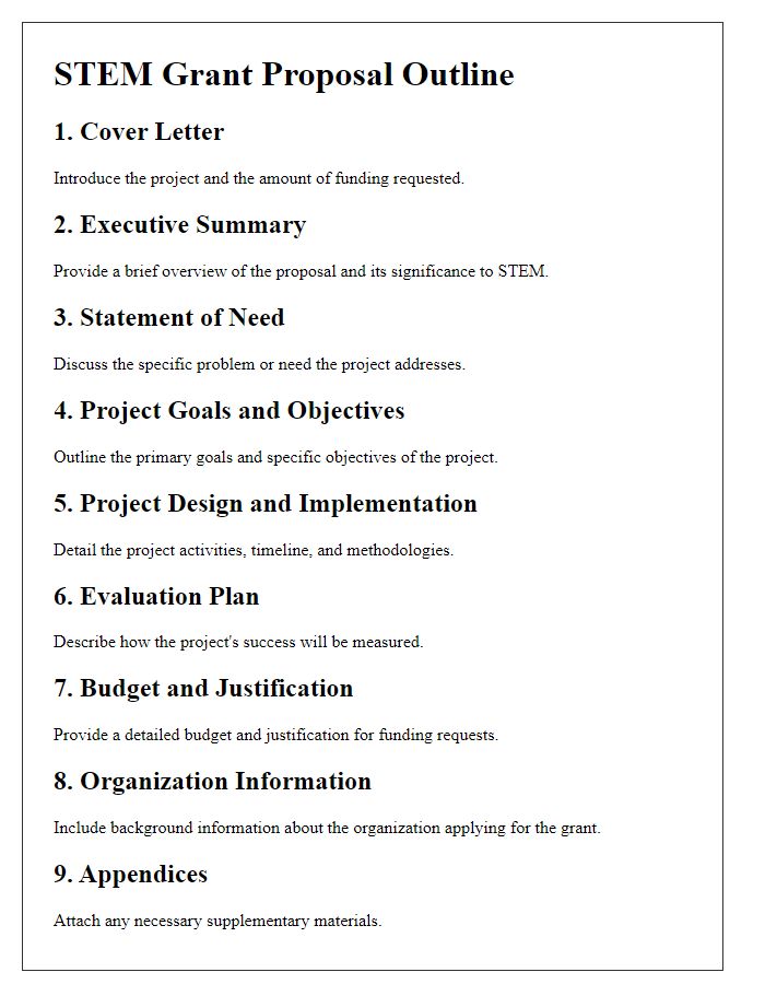 Letter template of outline for STEM grant proposal