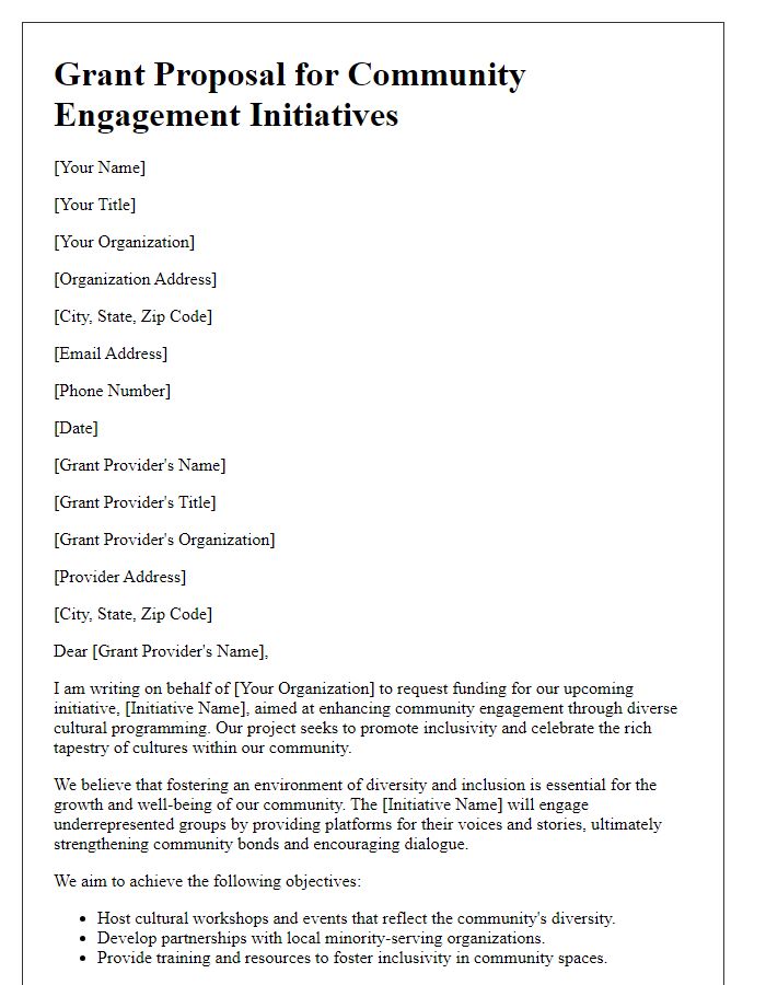 Letter template of diversity grant proposal for community engagement initiatives