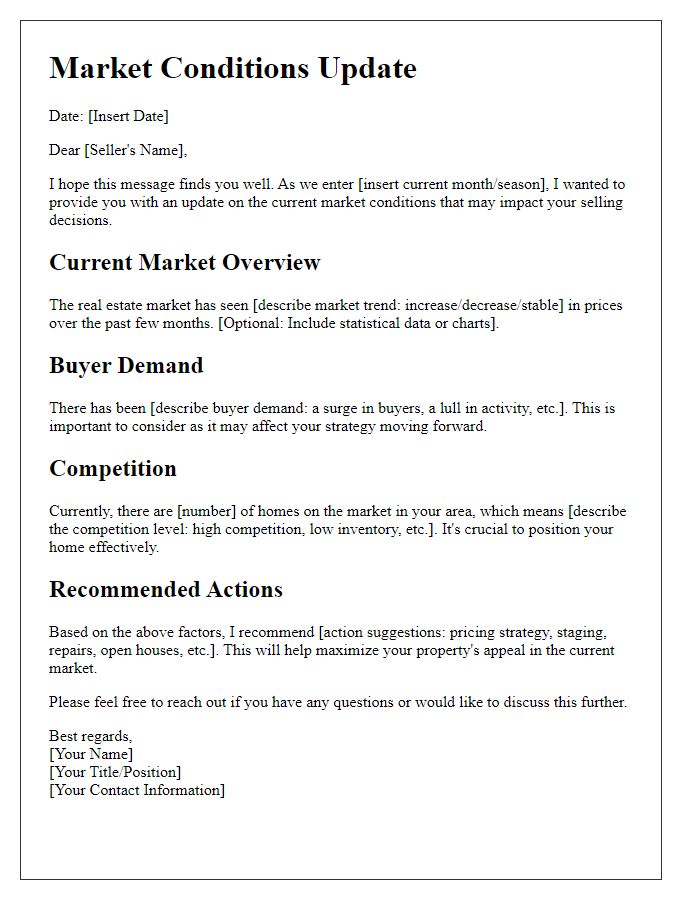 Letter template of market conditions for sellers