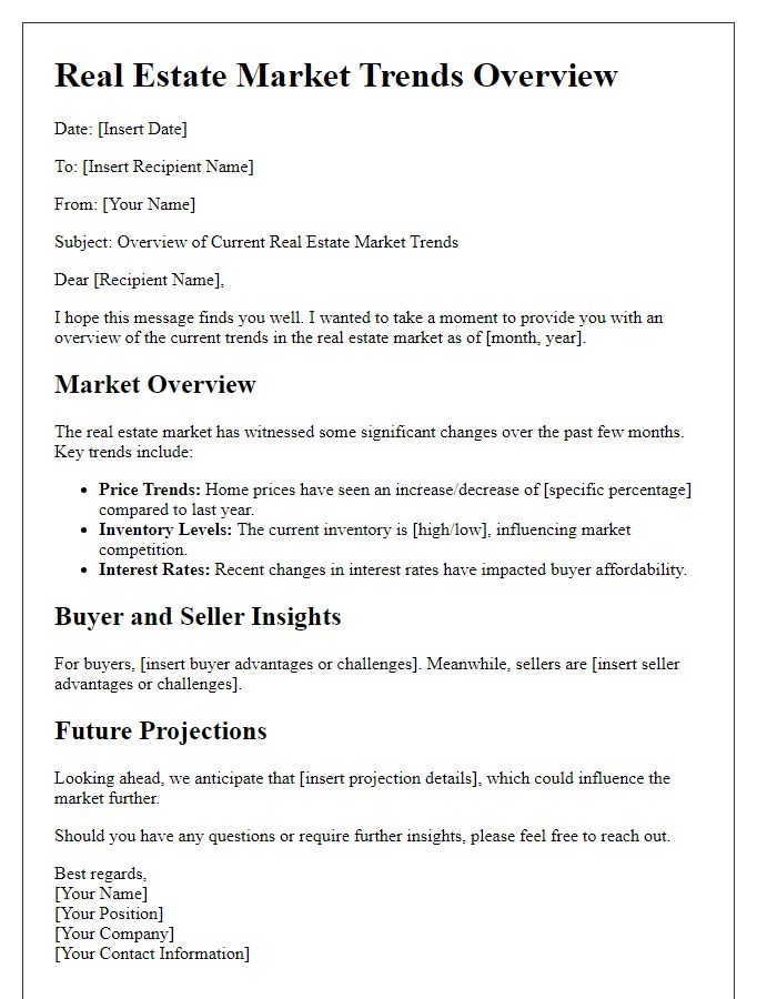 Letter template of real estate market trends overview