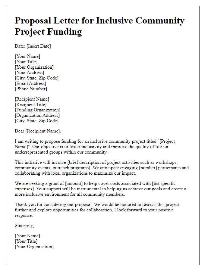 Letter template of proposal for inclusive community project funding