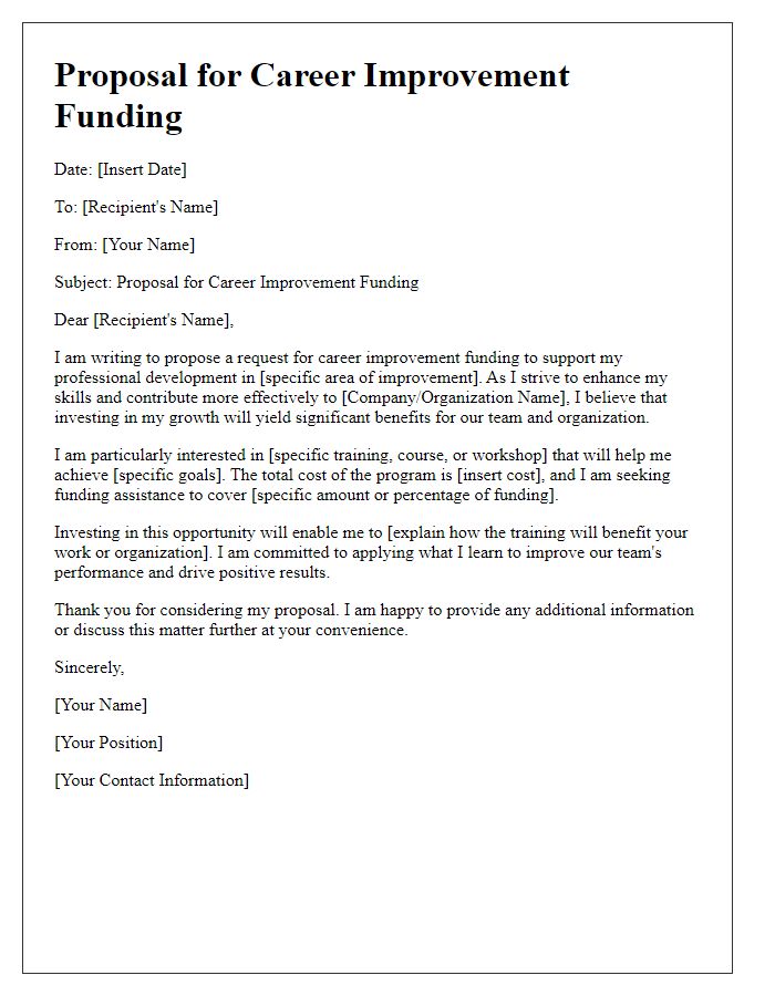 Letter template of proposal for career improvement funding