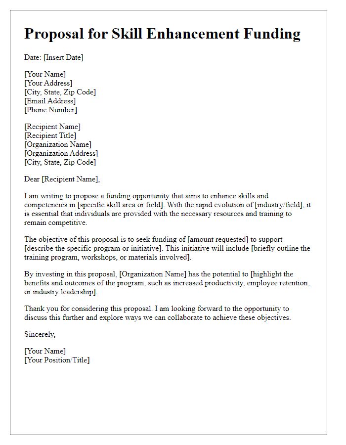 Letter template of proposal for skill enhancement funding