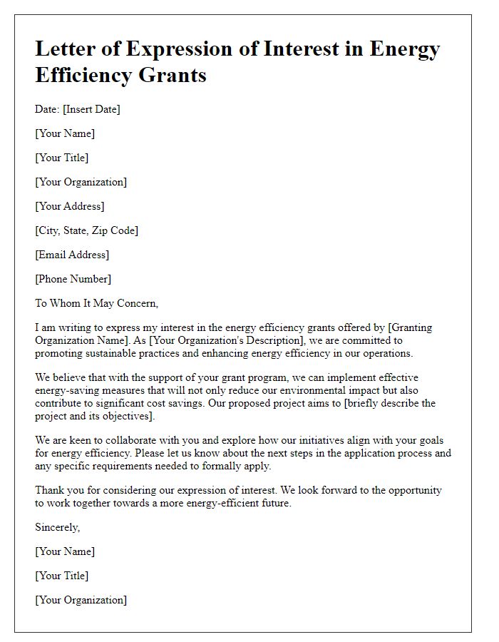 Letter template of expression of interest in energy efficiency grants