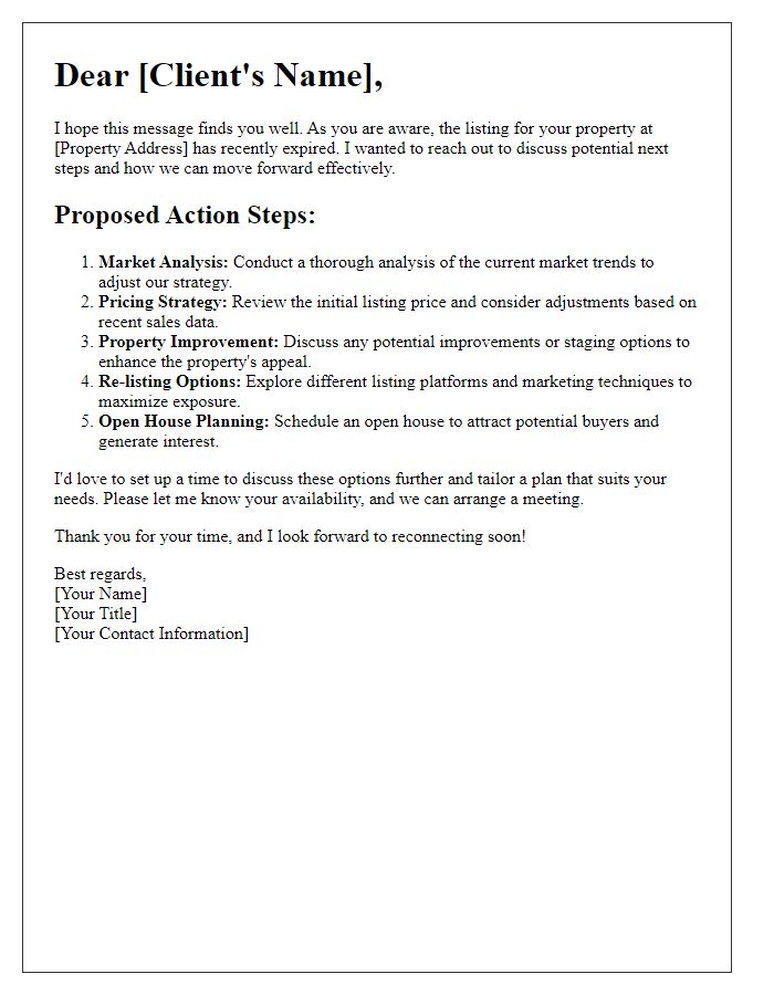 Letter template of expired listing next steps proposal for future action.