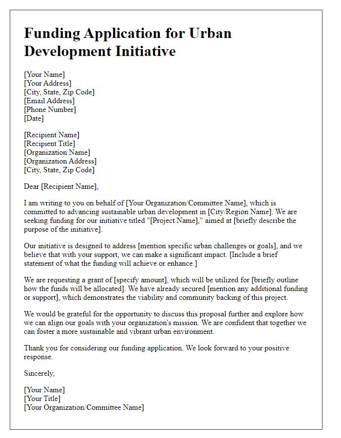 Letter template of funding application for urban development initiative