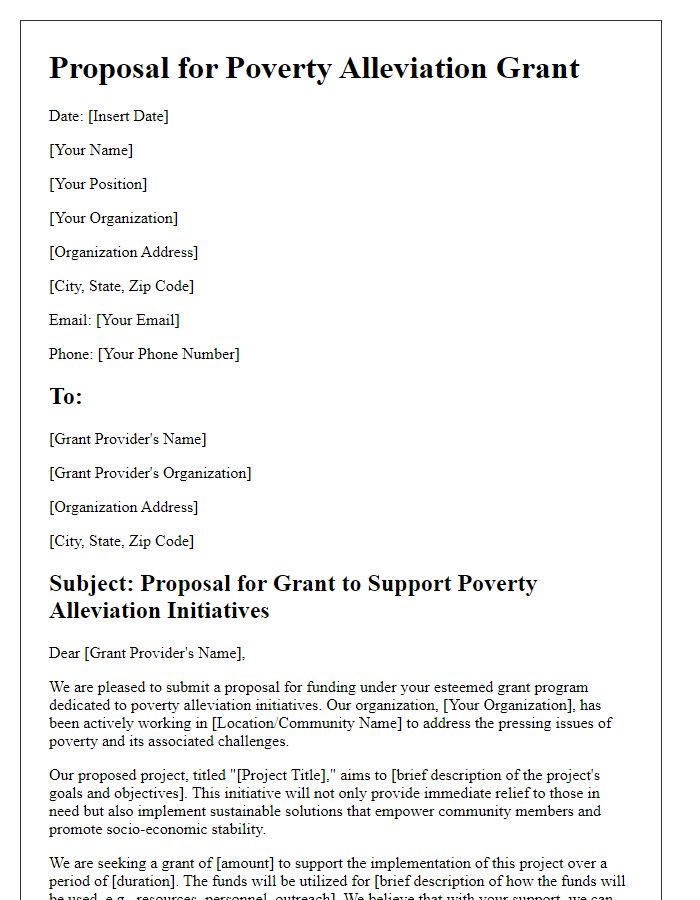 Letter template of proposal for poverty alleviation grant