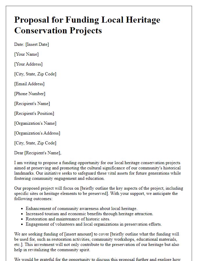 Letter template of proposal for funding local heritage conservation projects