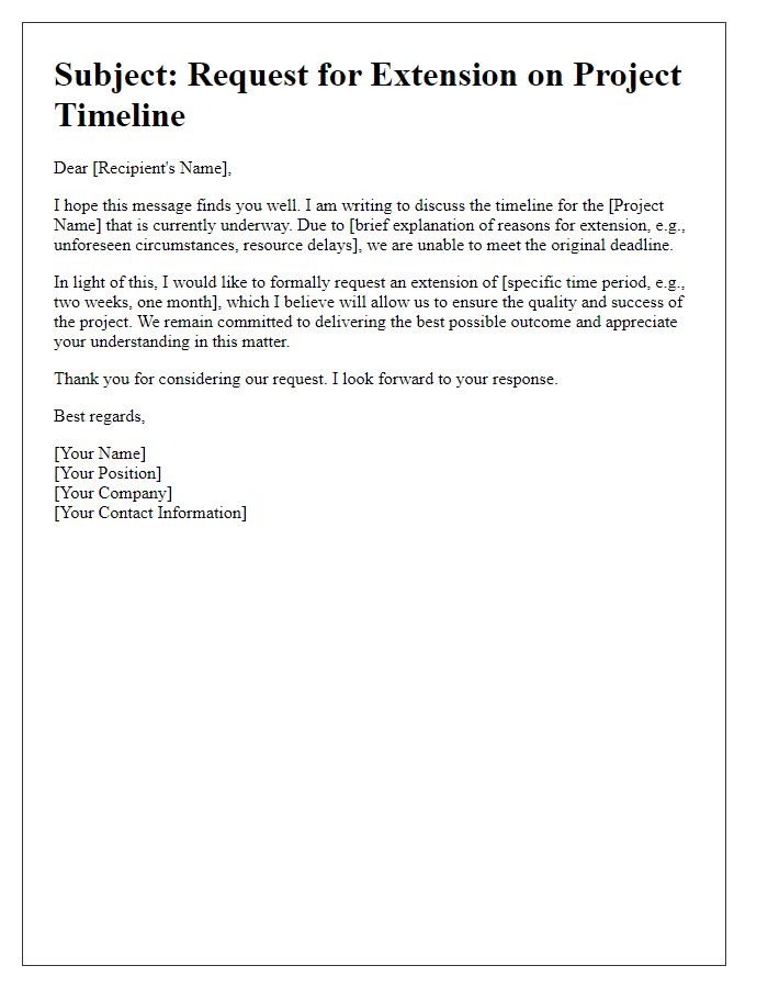 Letter template of communication for extended project timelines.