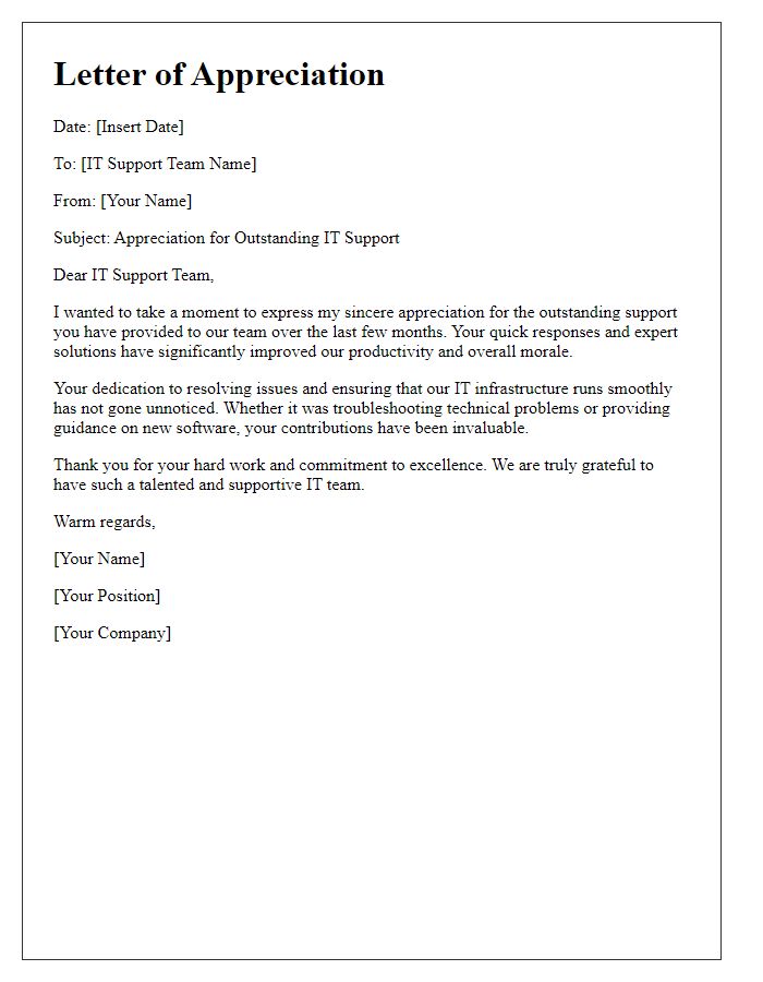 Letter template of appreciation for IT support team