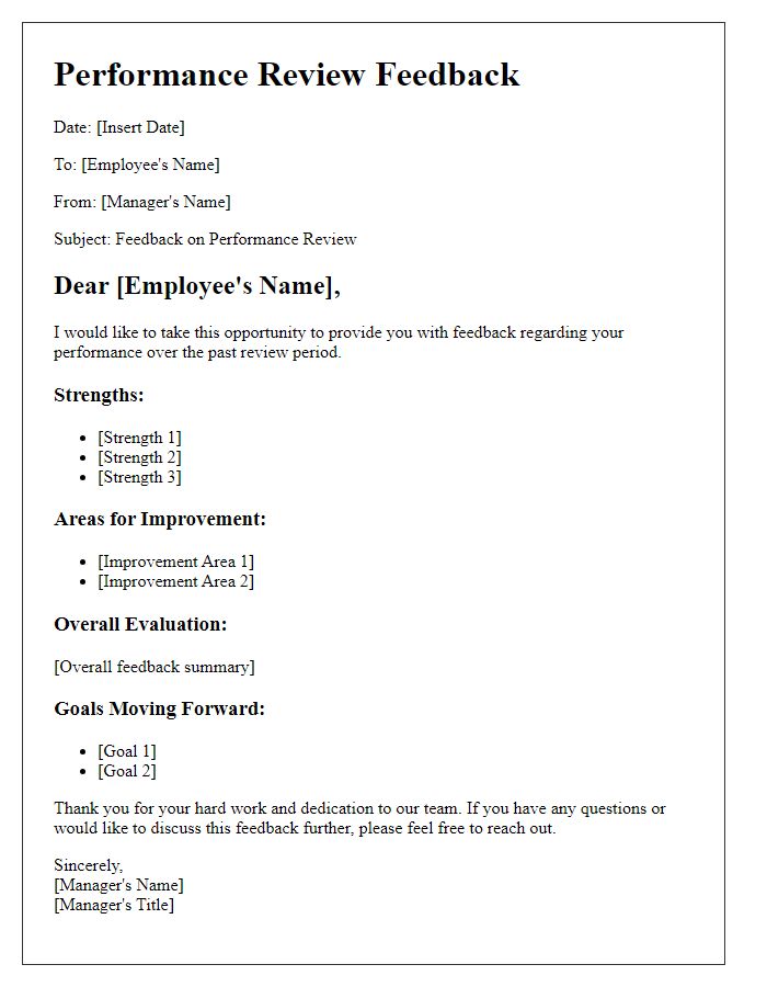 Letter template of feedback for healthcare management performance review