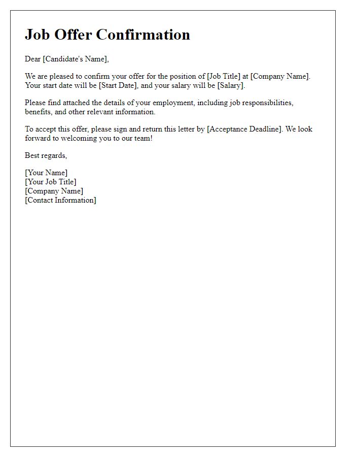 Letter template of confirmation for construction job offer