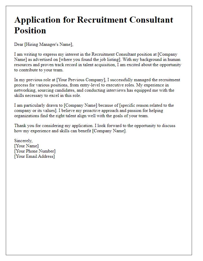 Letter template of interest in recruitment consultant job