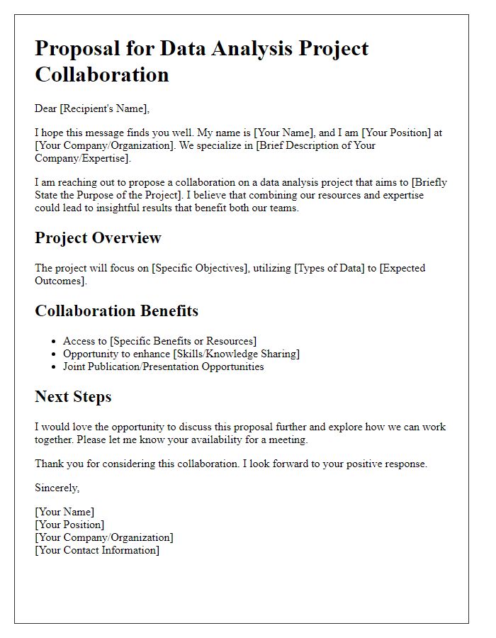 Letter template of proposal for data analysis project collaboration