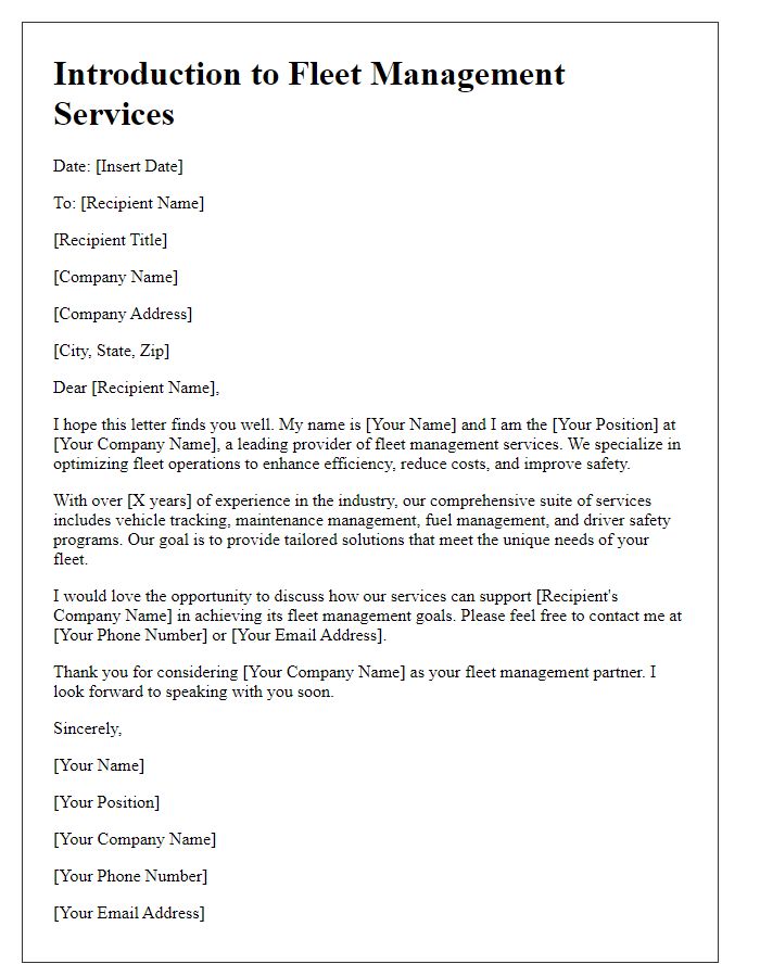 Letter template of introduction for fleet management services
