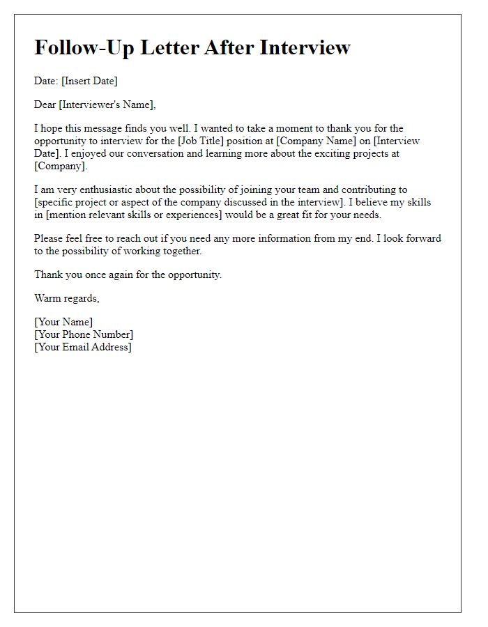 Letter template of follow-up for travel industry interview.