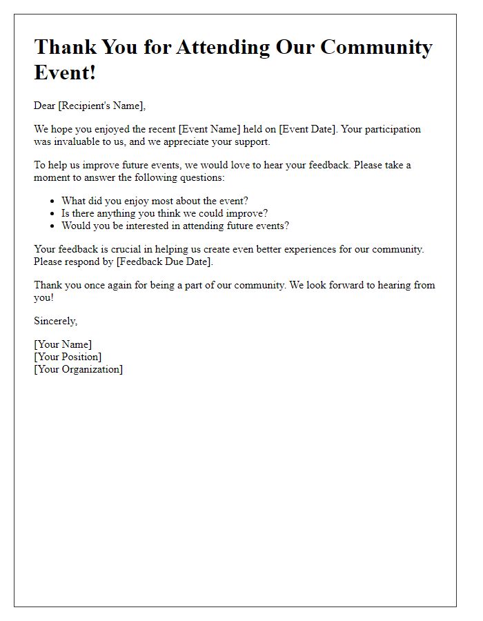 Letter template of feedback request post community event