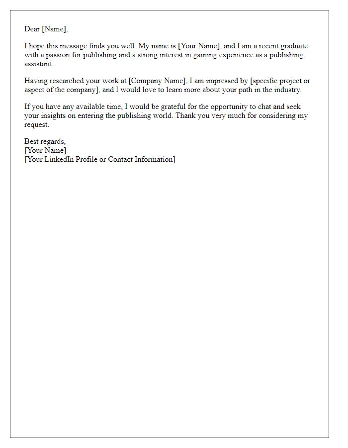 Letter template of networking for publishing assistant opportunities