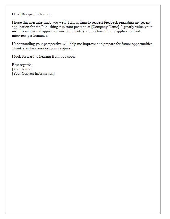 Letter template of request for feedback on publishing assistant application