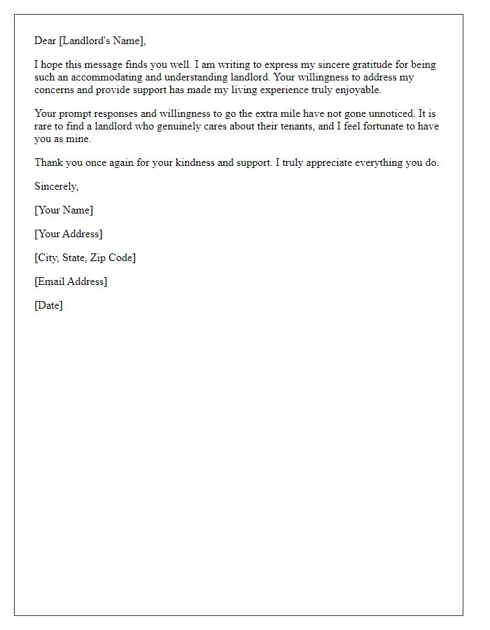 Letter template of respect for an accommodating landlord