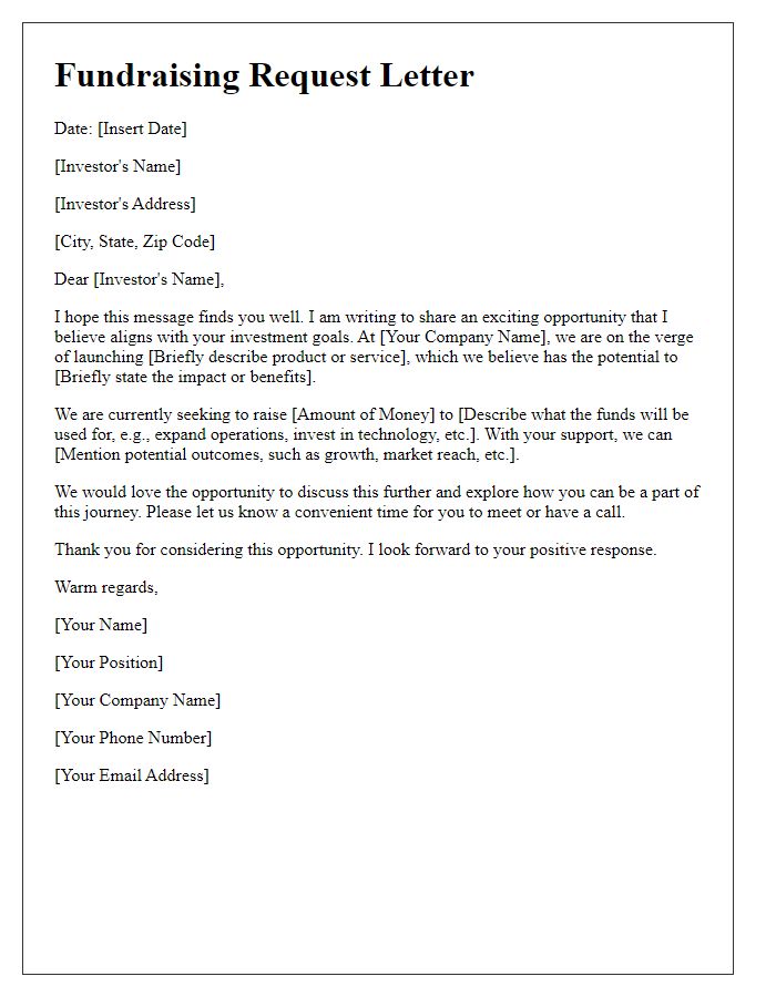 Letter template of fundraising request to investors