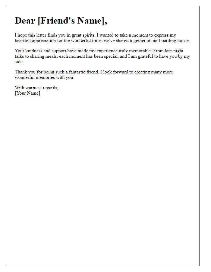 Letter template of appreciation letter to boarding friends