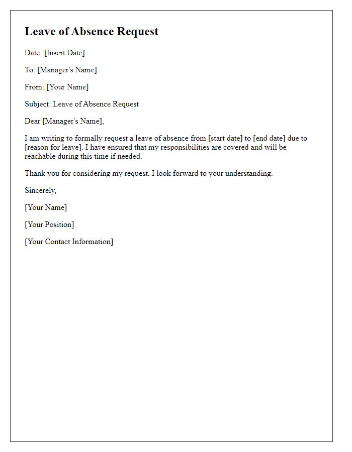 Letter template of departure leave of absence