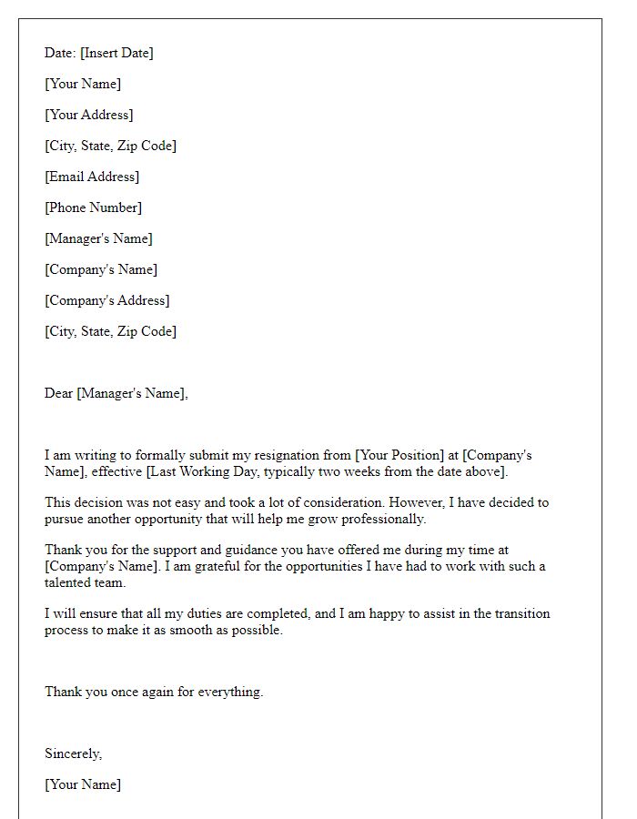 Letter template of goodbye leave submission