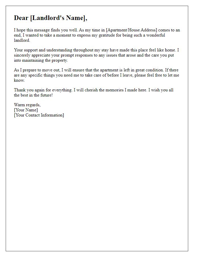 Letter template of friendly goodbye letter to landlord.