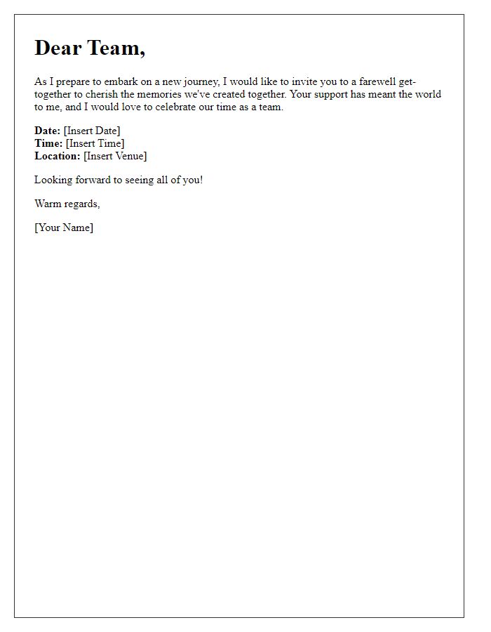 Letter template of farewell get-together for team members