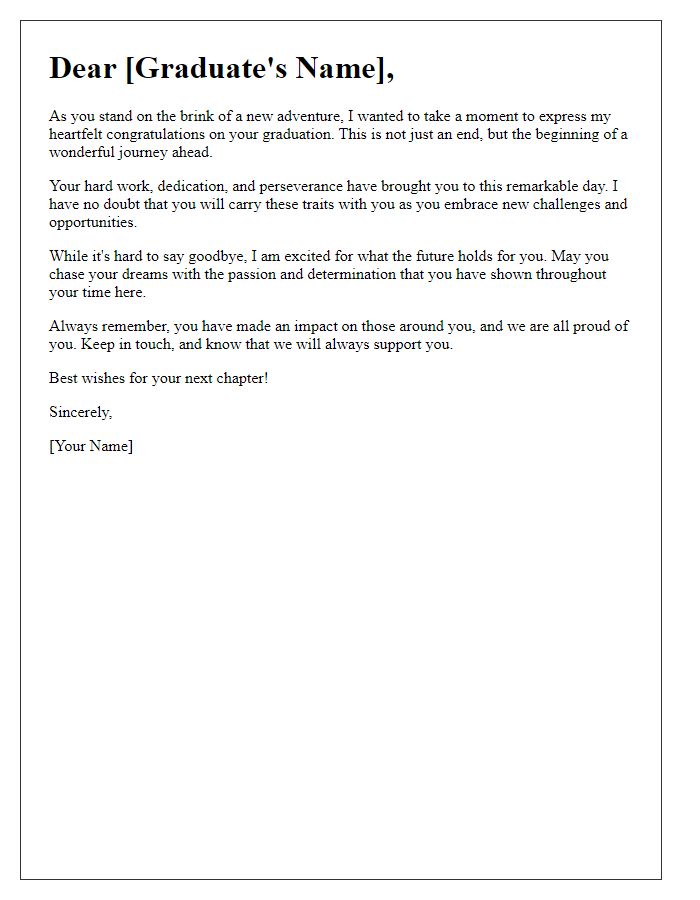 Letter template of heartfelt graduation farewell message