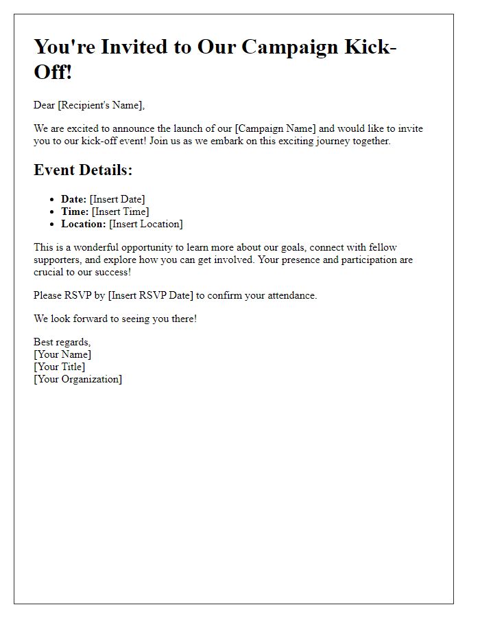 Letter template of engaging campaign kick-off invitation