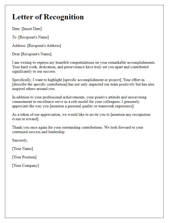 Letter template of Recognizing Your Remarkable Accomplishments