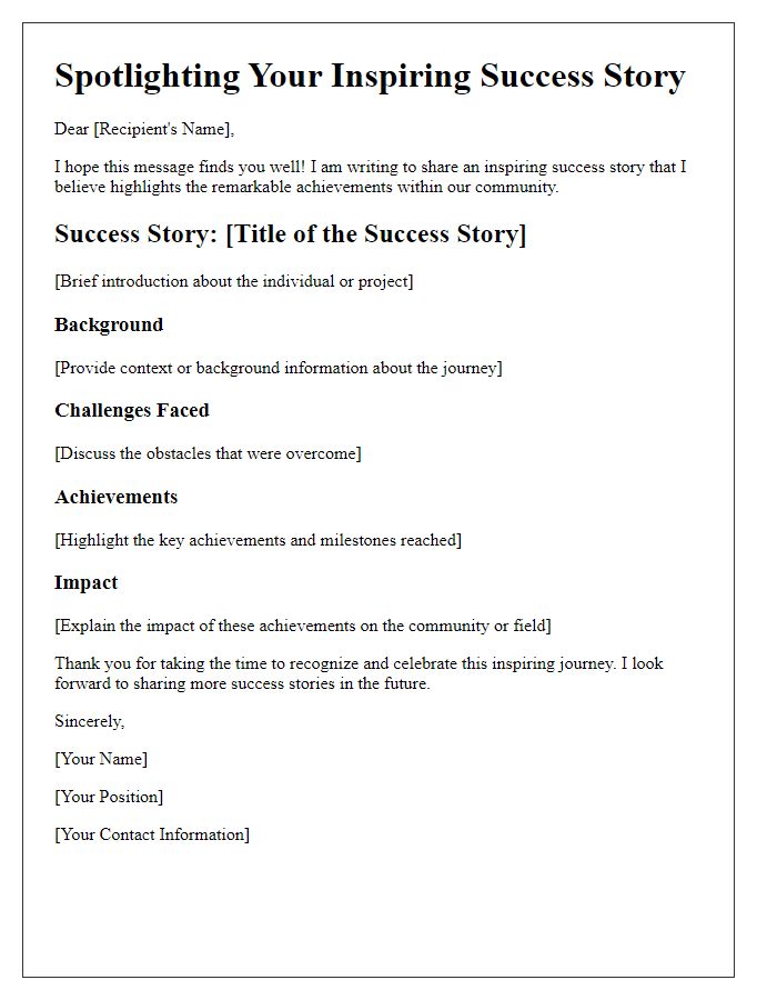 Letter template of Spotlighting Your Inspiring Success Stories