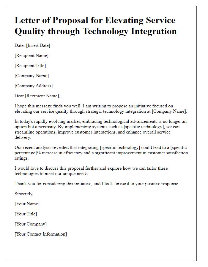 Letter template of elevating service quality through technology integration