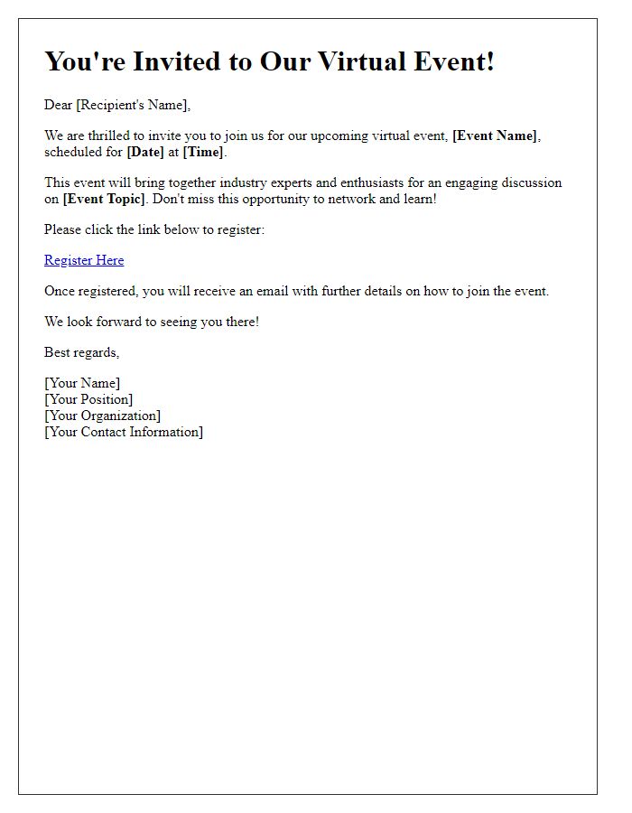 Letter template of invitation for virtual event participation